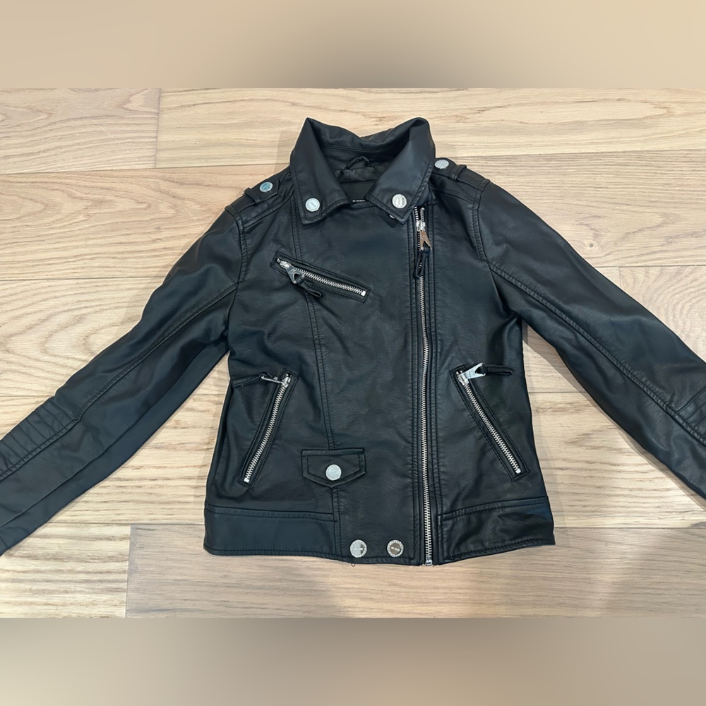 Urban Republic Black Leather Jacket with Silver Zippers
